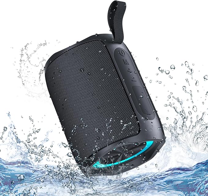 Speaker, Portable Wireless Speaker Waterproof IPX5 Bluetooth 5.3 Speakers Loud Stereo Sound with LED Light TWS Speakers Suitable for Travel, Home and Outdoor Travel, Black(06A)