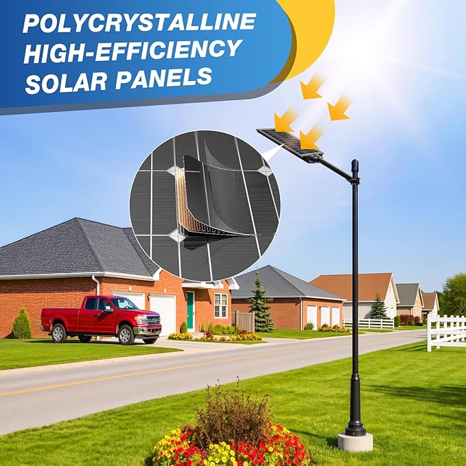 8600W Solar Street Light - 8000K Wide Angle Solar Lights Outdoor, Flood Security Lights Motion Sensor & Dusk to Dawn, IP66 Waterproof Solar Street Lights Outdoor for Roadway Yard