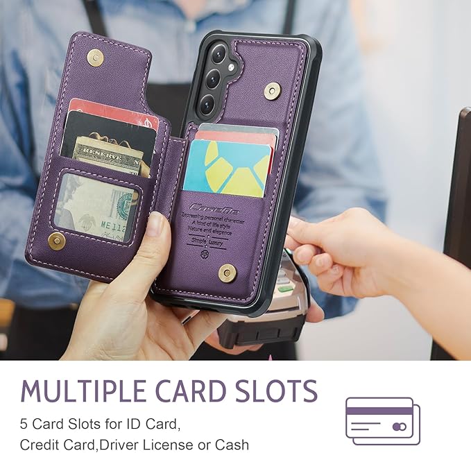 Bemal for Samsung Galaxy S24 Plus Wallet Case with Card Holder, RFID Blocking, Shockproof Leather Kickstand for Men and Women, Durable Protective Phone Cover for 6.7", Purple