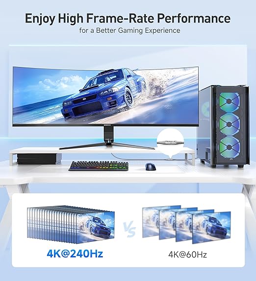 Cable Matters 48Gbps Ultra HD 8K HDMI Extension Cable - 3.3ft / 1m, Supports [8K@60Hz / 4K@240Hz with HDR], HDMI Male to Female Extender Cable, Titanium Silver