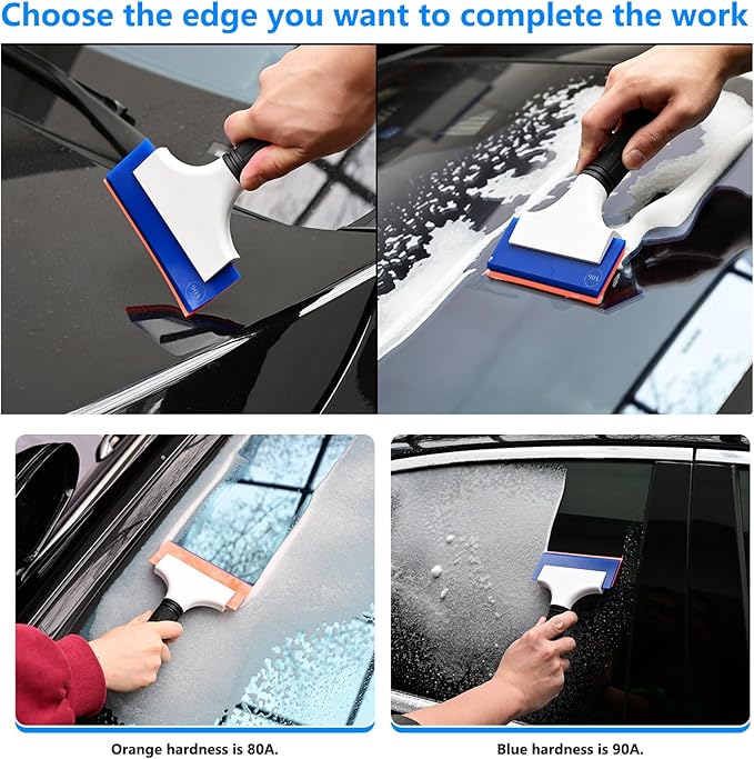 EHDIS 2PCS Double Edge Blade Small Rubber Squeegee 5-inch Handy Window Shower Squeegee Auto Water Blade for Car Windshield, Window