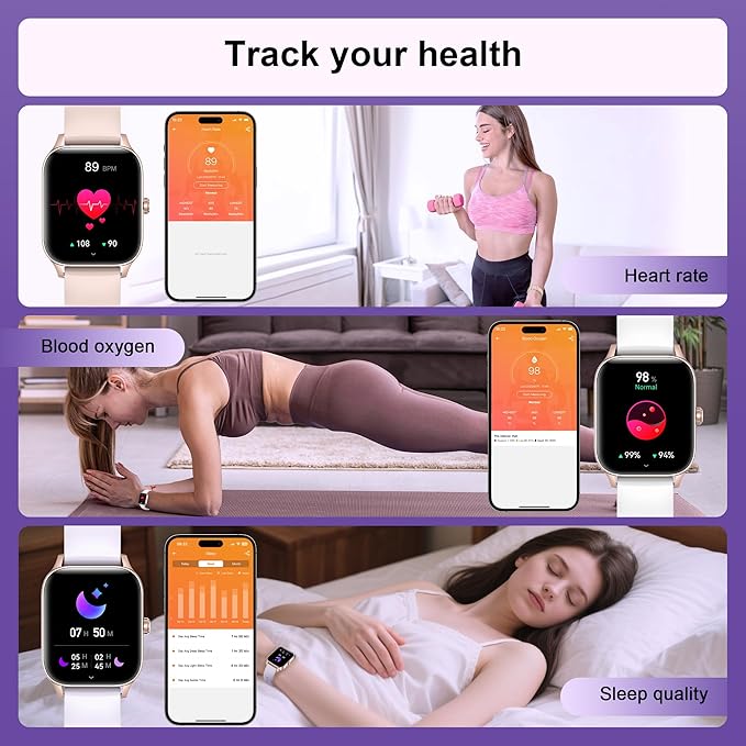 Smart Watches for Women,1.85" Fitness Tracker Watch Answer/Make Call,IP68 Waterproof Fitness Watch with Sleep/Step/Heart Rate/SpO2 Monitor, 120+ Sport Modes Smartwatch for Android iOS