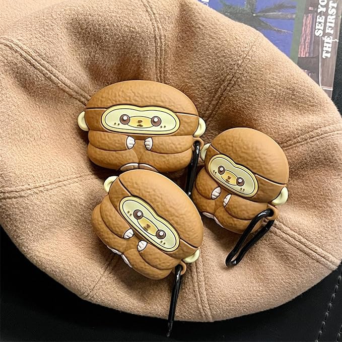 Wireless Charging Earphone Case Compatible with Airpods Pro/Pro2, Cute Animal Monkey Design Soft Silicone Full Body Protective Skin Cover, Kids Girls Women Cartoon Earbuds Accessories