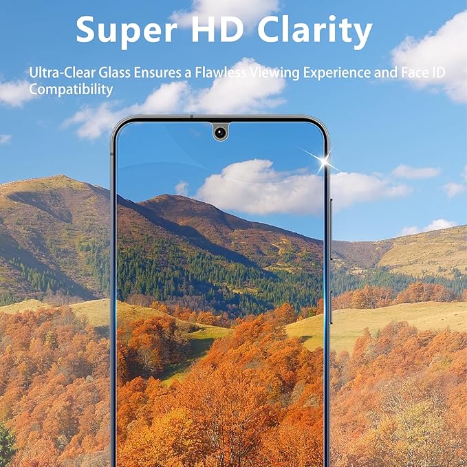3 Pack Screen Protector Designed for Galaxy S24 with 3 Pack Tempered Glass Camera Lens Protector,Ultra HD Clear,9H Hardness,Easy Install - Case Friendly,Scratch Resistant