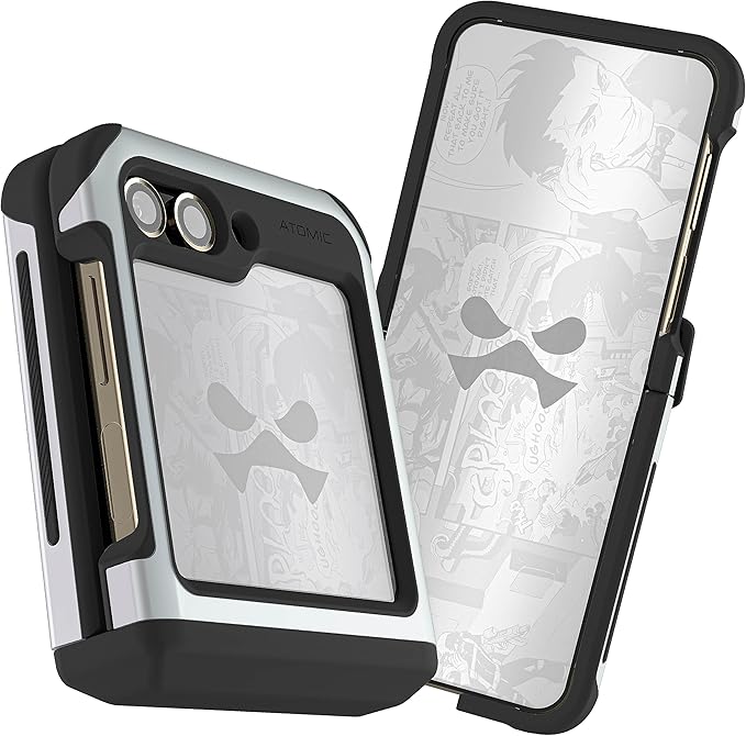 Ghostek Atomic Slim Samsung Z Flip 5 Case - Clear Back with Silver Aluminum Bumper, Shockproof & Dual Layer Protective Phone Case, Limited Edition Color for 2023 Galaxy Z Flip 5 Case (6.7") (Silver)