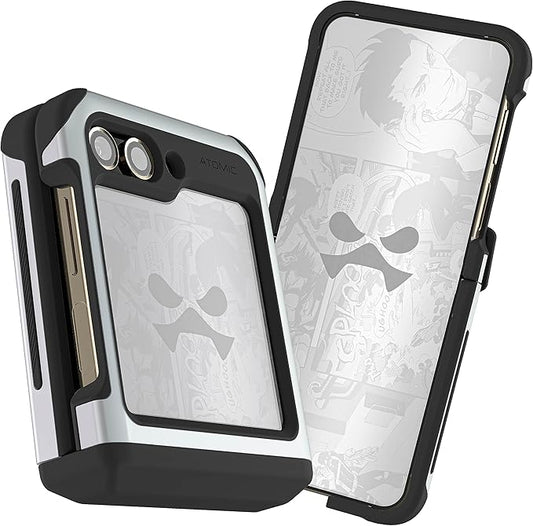 Ghostek Atomic Slim Samsung Z Flip 5 Case - Clear Back with Silver Aluminum Bumper, Shockproof & Dual Layer Protective Phone Case, Limited Edition Color for 2023 Galaxy Z Flip 5 Case (6.7") (Silver)