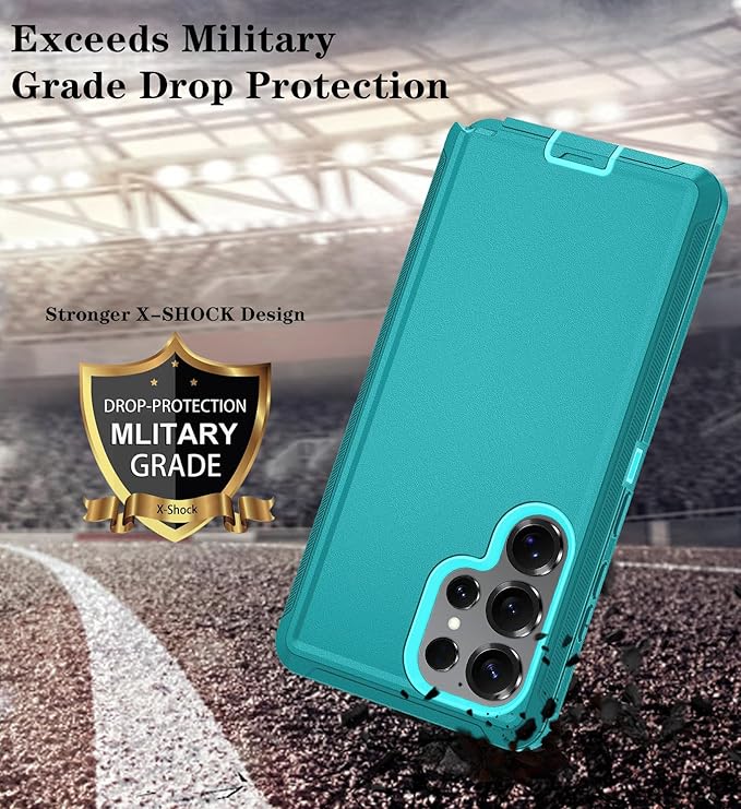 ONOLA Phone Case for Samsung Galaxy S25 Ultra Case with HD Screen Protector, Heavy Duty Shockproof & Dropproof 3-Layer Cover Phone Case for Galaxy S25 Ultra 6.9''，LakeSkyBlue