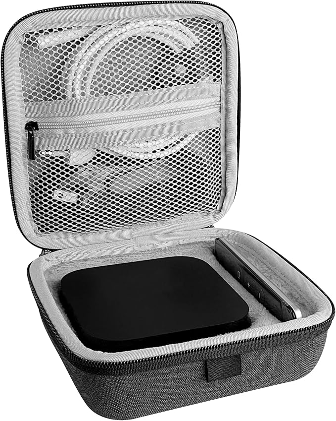 Geekria Storage Case Compatible with TV 5th/4th Generation (32GB / 64GB) MQD22LL/A, Replacement Hard Shell Travel Carrying Bag with Room for Remote Controllers and Accessories (Dark Grey)