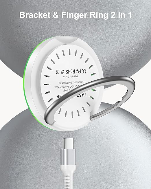 Pixelsnap 10 9a MagSafe Wireless Charger Pad with Stand 15W Fast Charging Magnetic Pad for Samsung Galaxy S25 Ultra/S24, iPhone 17/16e/15, Google Pixel 9a/10 Pro XL, AirPods, Android Cordless Charger