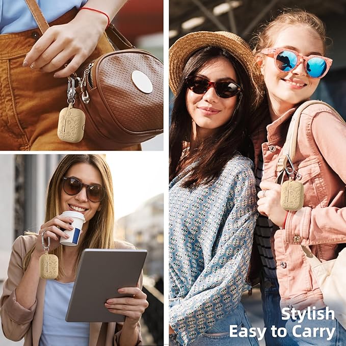 Lerobo for AirPods Pro 2nd/1st Gen Silicone Skin Cover - Cute, Flower Engraved, Full Protective Case Compatible with Apple AirPod Pro/Pro 2 - Front LED Visible, Milk Tea
