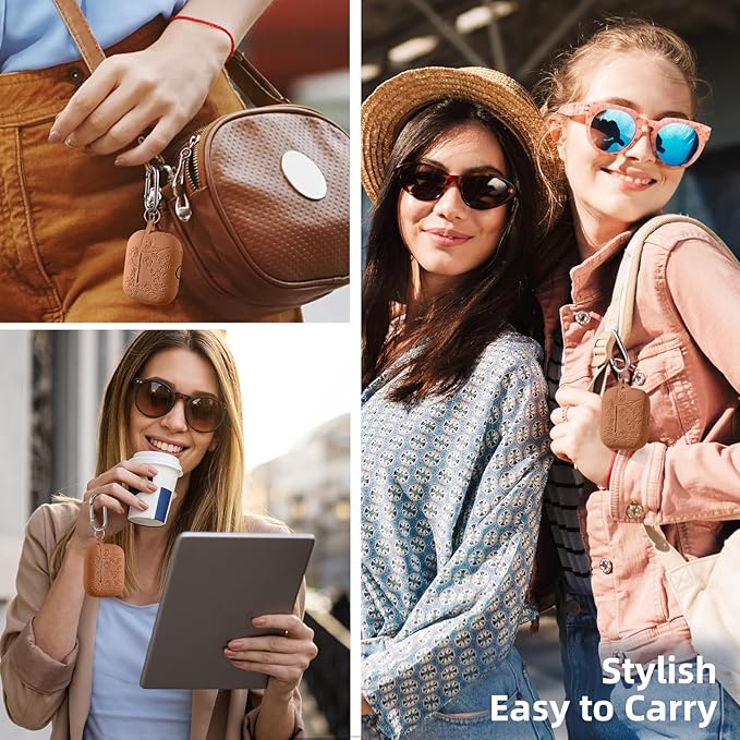 Lerobo Compatible with Apple Airpods Pro Case 2 Cute, Flower Engraved Full Protective for 2nd 1st Generation USB C, Funny Soft Silicone Skin Cover, Front LED Visible C-Brown