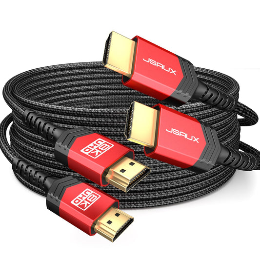 JSAUX 10K 8K HDMI Cable 2.1 10FT 2-Pack, 8K@60Hz Ultra High Speed 4K@120Hz