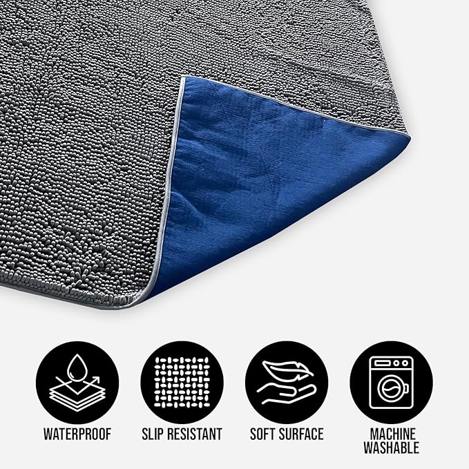 Muddy Mat® Dog Blanket - Chenille Water Absorption Blanket for Bed & Couch Cover for Dogs Washable, Anti-Slip Soft and Durable Furniture Protector for Dogs - Grey 52"x72"