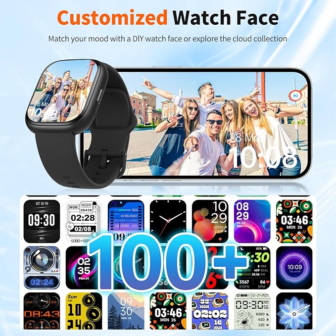 2026 Upgraded Smart Watch with Voice Assistant【1.83" HD Touchscreen】【BT5.3 Call, 100+ Sports Modes & IP68 Waterproof】 Fitness Tracker 24/7 Heart & Sleep Monitor for Android iOS Men Women
