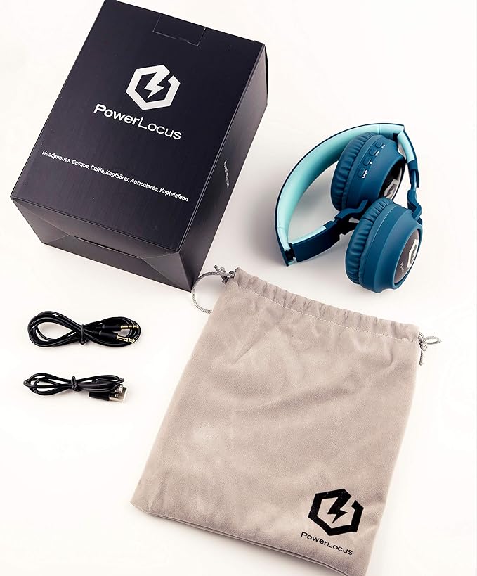 PowerLocus Kids Headphones Wireless, Bluetooth Headphones for Kids Over Ear, LED Lights, 85dB Safe Volume Limit, Foldable, Micro SD Mode, Built-in and Line-in Microphone for Phones,Tablets,Laptop