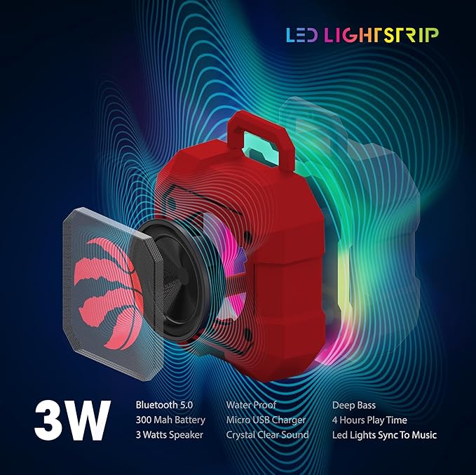 SOAR NBA Shockbox LED Wireless Bluetooth Speaker - Water Resistant IPX4, 5.0 Bluetooth with Over 5 Hours of Play Time - Small Portable Speaker - Officially Licensed NBA, Perfect Home & Outdoor Speaker