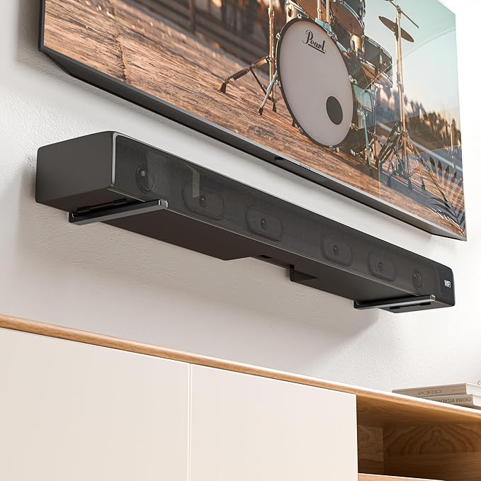Soundbar Mounts Under TV for Bose, Sony, Saiyin, VIZIO, LG, Samsung, Roku - Dolby Atmos Compatible Soundbar Wall Mount Bracket, Sound Bar Shelf, Soundbar Stand Under TV Up to 20LB