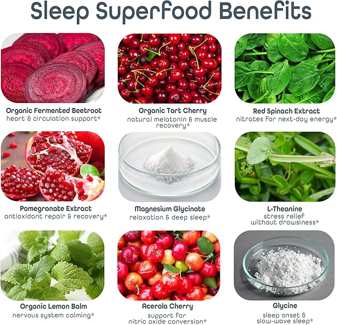 SleepHabits Restore | Magnesium Glycinate Powder Natural Sleep Aid with L-Theanine, Tart Cherry, Beet Root, | Calm Melatonin-Free Deep Sleep Supplement Drink for Recovery & Clear Mornings, 30 Nights