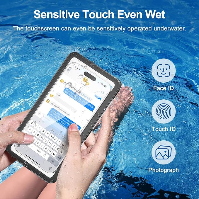 Beasyjoy Waterproof Phone Case, Underwater Phone Case for Snorkeling, Universal IPX8 Diving Pouch with Lanyard for iPhone Samsung Google Moto Series-[NOT Fit Snugly] [Touchscreen Operated Only] -Black