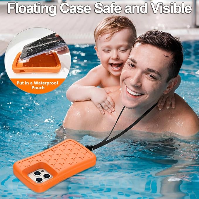 Floating Phone Case for iPhone 15 Pro Max/15 Plus/14 Pro Max/14 Plus/13 Pro Max/12 Pro Max EVA Material Case with Waterproof Dry Bags and Lanyard, 20FT Powerful Drop Protective Case-6.7inch