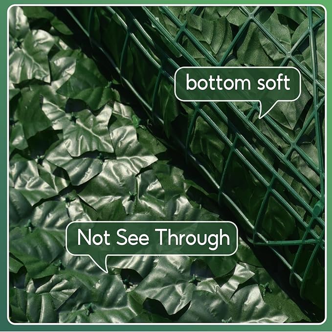 Artificial Ivy Privacy Fence Screen, 100x40 inch Artificial Hedge Grass Wall，Faux Ivy Fence Privacy Screen, Decoration for Patio, Balcony, Garden, Backyard Indoor Outdoor Decor