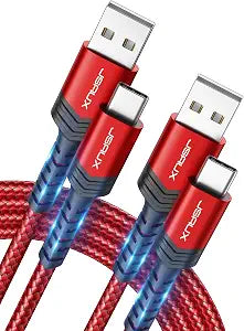 JSAUX for iPhone 18 17 Pro Charger Cable, 6.6ft/2-Pack USB to USB C-Red
