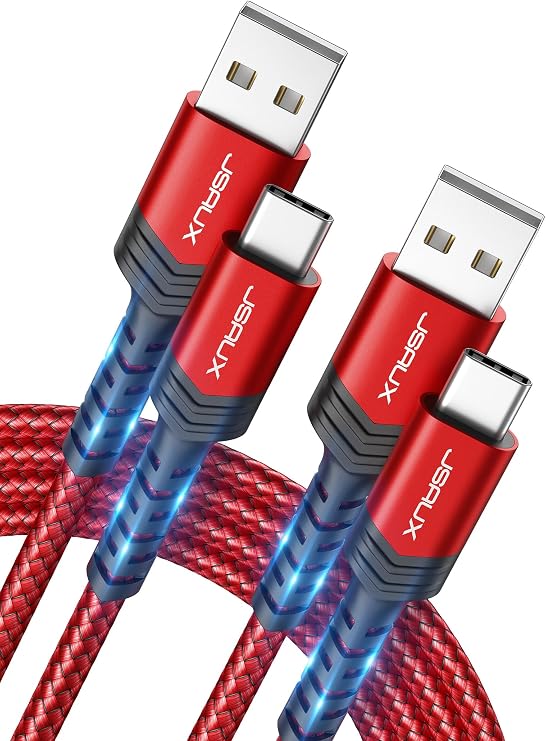JSAUX for iPhone 18 17 Pro Charger Cable, 6.6ft/2-Pack USB to USB C-Red