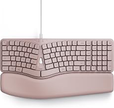 Nulea Ergonomic Keyboard, Wired Keyboard with Split Design and Palm Rest, Volcano Keycaps, Natural Typing, Type C and USB Plug, 2 in 1 Port for Windows and Mac, 3 Colors(Pink) - Image 1