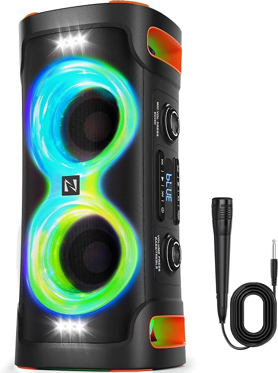 Bluetooth Speaker 300W Peak with 1 Microphone, Portable Wireless Subwoofer