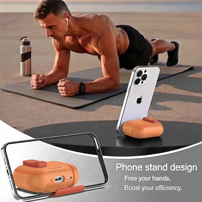 for Leather AirPods Pro 3 Case 2025| Cute Air Pods Pro 3 Case with Lock(Model A2700/A2931) | with Phone Holder & Keychain | iPod Pro 3 Cases for Man Women(Orange)