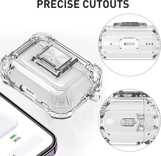 Valkit Compatible Airpods Pro 2nd/1st Generation Case Clear with Cleaner Kit & Lock, Soft TPU Airpod Pro 2/1 Case Shockproof iPods Pro 2 Protective Case for Airpods Pro Gen 2nd/1st(2023/2022/2019)