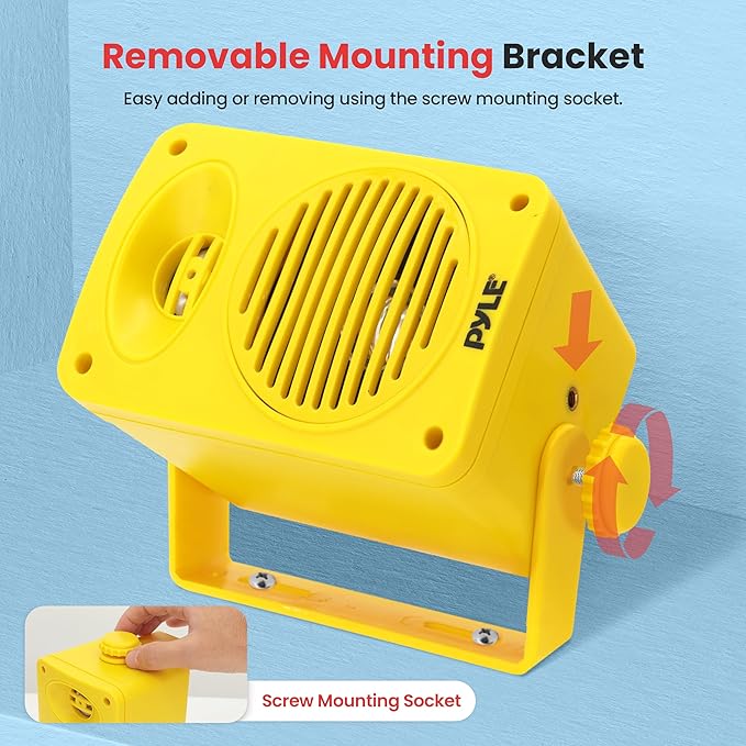 Pyle 3.5" 2-Way Waterproof Bluetooth Indoor/Outdoor Speaker – ½ High Compliance Polymer Tweeter, Compact Marine Deck/Poolside Sound System (Yellow)