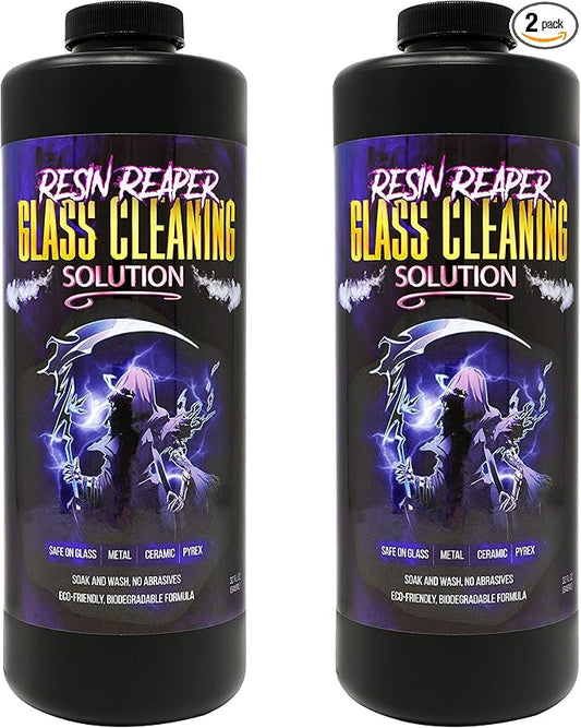 Resin Reaper Glass Cleaner 2-Pack 64 OZ | Pipe Cleaner | Safe on Glass, Metal, Ceramic, and Pyrex | Soak and Wash - No Abrasives - Eco-Friendly, Biodegradable Formula