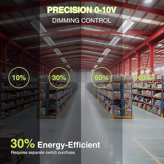 YXL 400W LED Linear High Bay Light 4FT, Adjustable 400W/320W/240W/100W with Motion Sensor, 60000LM, 120-277V, 0-10V, 5000K, Commercial Linear High Bay Led Shop Lights for Warehouse Workshops, UL