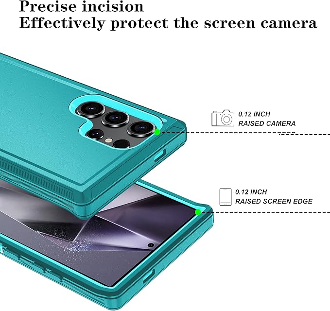ONOLA Compatible with Samsung Galaxy S24 Ultra Case with HD Screen Protector, Heavy Duty Shockproof & Dropproof 3-Layer Cover Phone Case,LakeSkyBlue