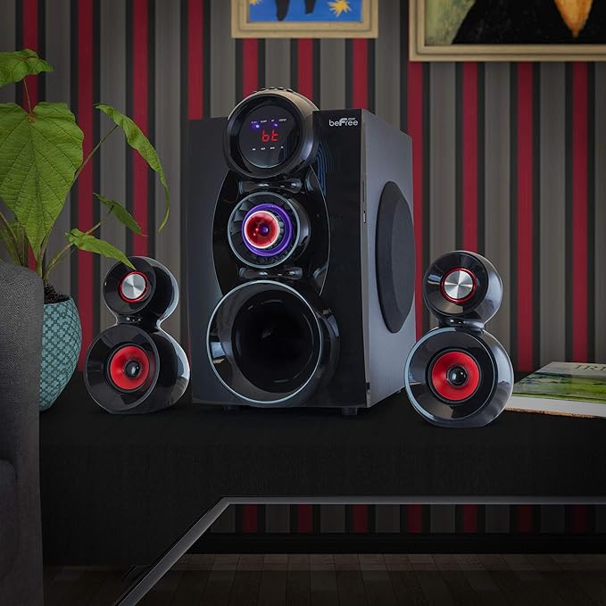 beFree Sound 5.1 Channel Bluetooth Surround Sound Speaker System- Red