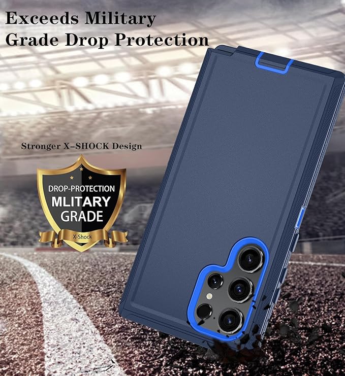ONOLA Compatible with Samsung Galaxy S24 Ultra Case with HD Screen Protector, Heavy Duty Shockproof & Dropproof 3-Layer Cover Phone Case,DarkBlue
