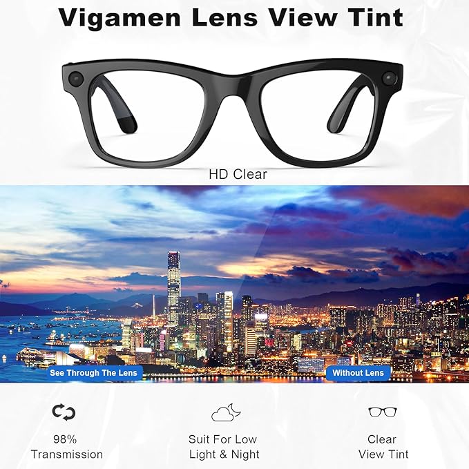 Replacement Lenses Compatible with Ray-Ban Meta Wayfarer RW4006 50mm Smart Glasses for Women Men-Non/Polarized Lenses