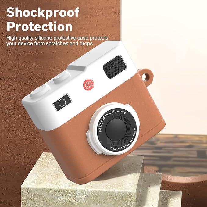 Valkit Compatible Airpods Pro 2/1 Case with Cleaner Kit, Cute 3D Camera Design, Shockproof Soft Silicone Protective Case for Airpods Pro 2nd/1st Gen
