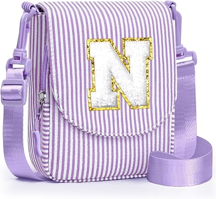 YOOLIFE Birthday Gifts for 2 3 4 5 6 7 8 Year Old Girls Kids, Initial Crossbody Bag Fanny Pack for Teen Girls Kids Purse, Small Purse for Little Girl Toddler, Purple N