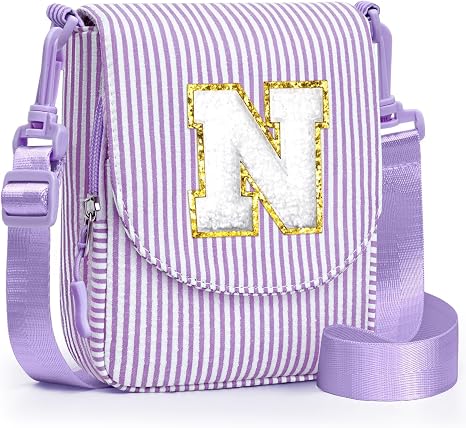 YOOLIFE Birthday Gifts for 2 3 4 5 6 7 8 Year Old Girls Kids, Initial Crossbody Bag Fanny Pack for Teen Girls Kids Purse, Small Purse for Little Girl Toddler, Purple N