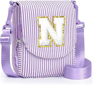 YOOLIFE Birthday Gifts for 2 3 4 5 6 7 8 Year Old Girls Kids, Initial Crossbody Bag Fanny Pack for Teen Girls Kids Purse, Small Purse for Little Girl Toddler, Purple N