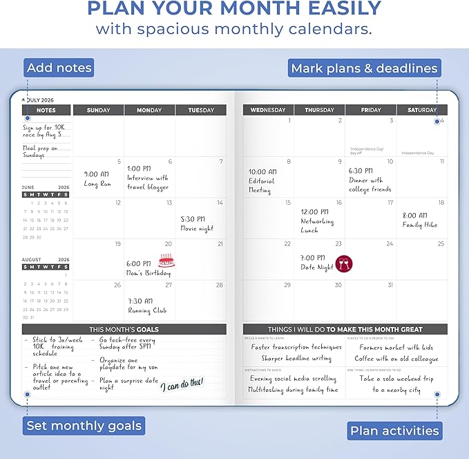 Clever Fox Planner PRO Dated (Jan 2026–Jan 2027) Weekly & Monthly Life Planner to Increase Productivity, Time Management and Hit Your Goals – Organizer, Gratitude Journal – A4 Size (Mystic Blue)