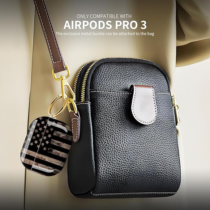 Compatible with AirPod Pro 3 (2025),Cute Case Cover for Women & Men, Full Protection Shockproof Hard Case with Keychain, Wireless Charging Case Accessories(Camouflage American Flag)