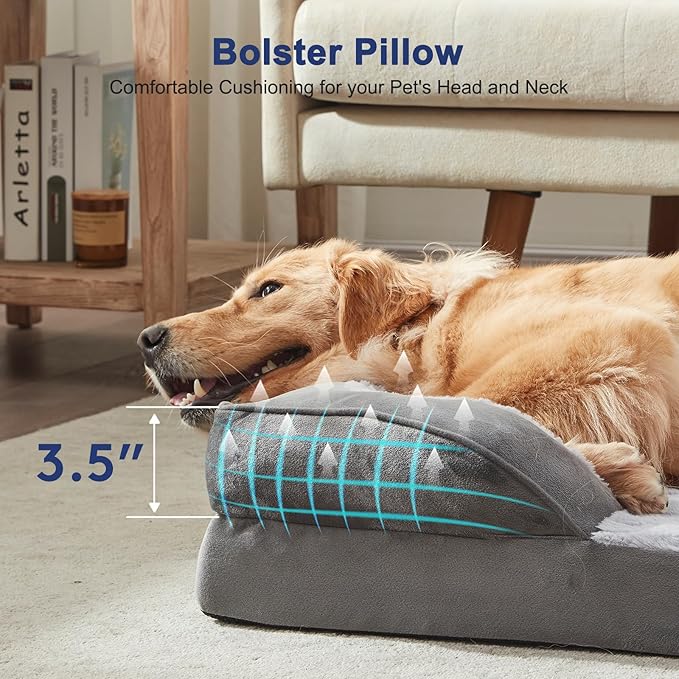 FURTIME Orthopedic Dog Bed for Extra Large Dogs - XL Waterproof Dog Sofa Bed, Ultra Comfy Supportive Foam Pet Bed with Removable Washable Cover, Jumbo Dog Bed with Nonskid Bottom