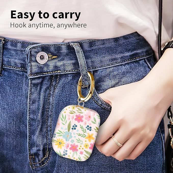 Compatible with Airpod pro 2nd/1st Generation Case Cover with Gold Round Keychain Cute Pattern Hard & Anti Slip Cover for Men Women & Girls（Beautiful Scenery）