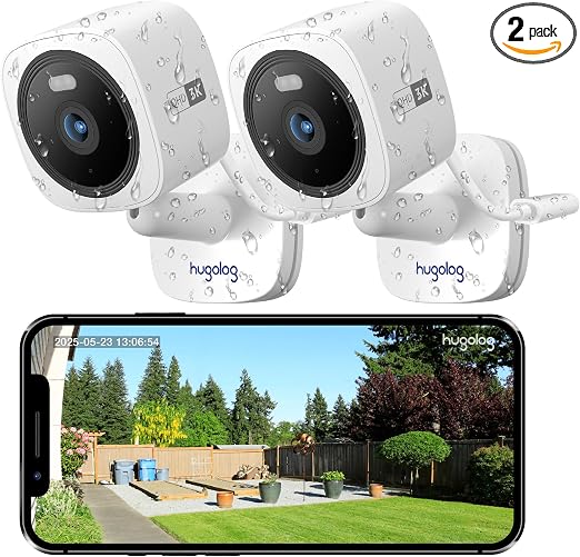 Hugolog 3K 5MP Outdoor Indoor Security Cameras for Home Security, Home Camera with Starlight Color Night Vision,Built-in Spotlight,Motion Detection,2-Way Talk,US Cloud & Local Storage,Works with Alexa