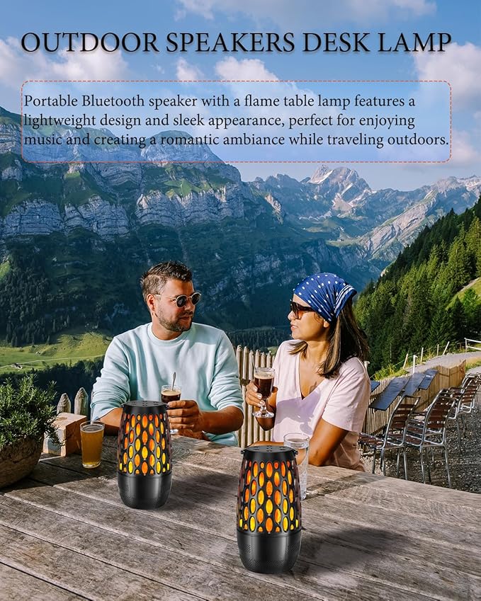 Upgraded Outdoor Bluetooth Speakers Waterproof Patio, Outdoor Speakers with Light, Multi-Speaker Auto-Sync Up to 100 Speaker, BT 5.3 HD Surround Sound, Cool Tech Gadget Gifts for Men (2 Pack)