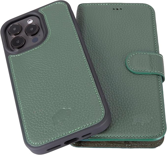 BLACKBROOK Case for iPhone 15 Pro Wallet Case for Men and Women, Carter Full Grain Leather 2-in-1 Set for MagSafe Charging, Cash, ID and 4 Card Slots with RFID, Compatible with iPhone 15 Pro