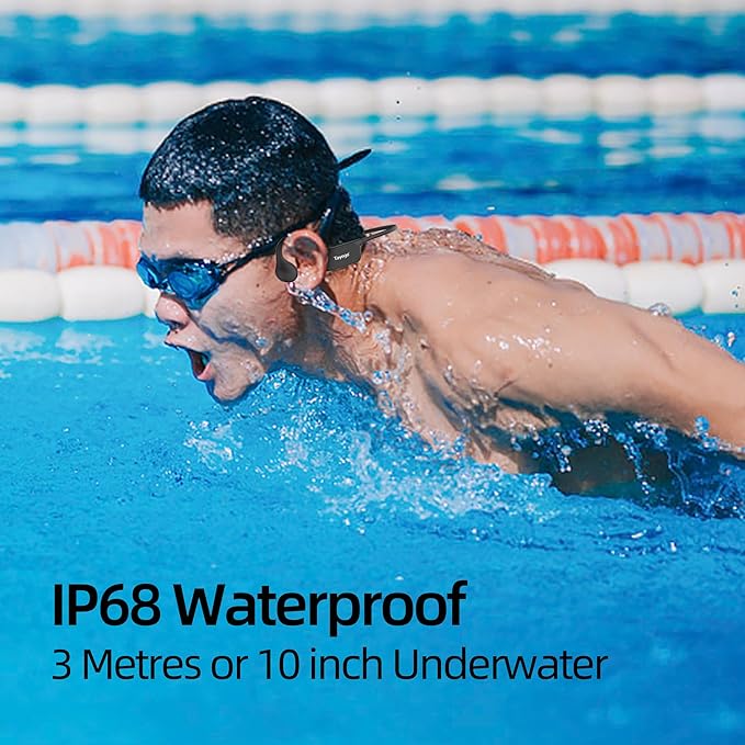 Tayogo 32GB Waterproof MP3 Player for Swimming Laps | IPX8 Bone Conduction Swimming Headphones | Open-Ear Underwater Headset with 8-Hour Playtime